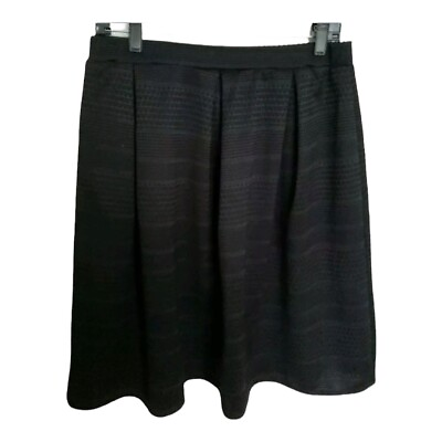 #ad #ad Black Elastic Waist Pull On Pleaded Midi Skirt Size M $14.00