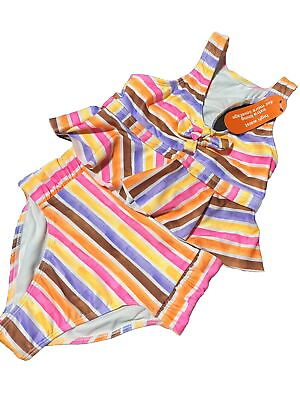 #ad Girls Wonder Nation 2 Piece Striped Tankini Swimsuit Swimwear Sz M 7 8 NEW $11.98
