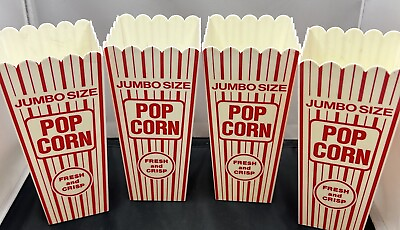 #ad 4 x STRONG POPCORN BOXES Plastic Cinema Movie Resuable Holders Party Film Night $16.99