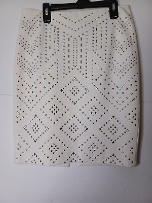 #ad White House Black Market Lined White Straight Pencil Skirt Size 0 28quot; Waist $14.99