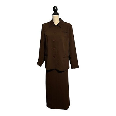 #ad #ad Vintage Signature by Harve Benard Women’s Deep Brown Skirt Suit Size 16W $49.95