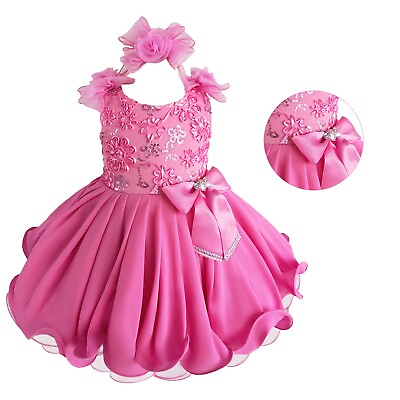 Jenniferwu Newborn Little Girls Party Birthday Pageant Dress Lace Fabric Dress $35.79
