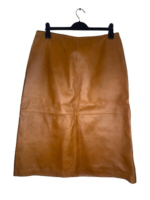 #ad Next Skirt UK 18 Suede amp; Leather Brown A Line Lined W36” L 30” NEW GBP 70.00
