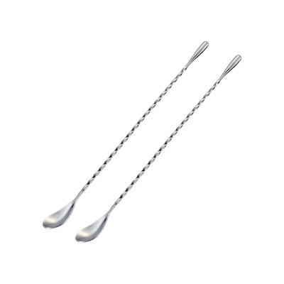 #ad Bar Spoon Cocktail Mixing Stirrers Stainless Steel 12quot; Long Handle Silver 2Pcs $6.26