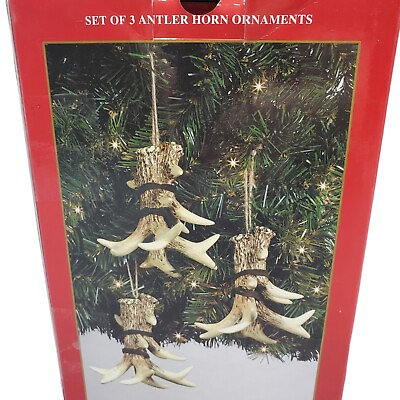 #ad VTG Dillards Trimmings Faux Deer Antler Christmas Tree Ornaments Rustic Lodge $25.97