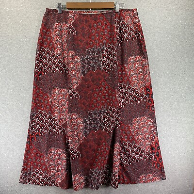 #ad Cato Womens Skirt 16W Red Paisley Floral Microfiber Maxi Tea Room A Line $14.36