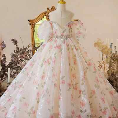 #ad Girls Princess Dress Trailing Long Skirt Prom Christmas Birthday Host Costume $134.21