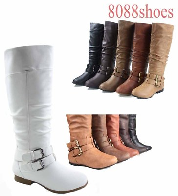 #ad #ad Women#x27;s Winter Low Heel Round Toe Zipper Thigh Knee High Boots NEW $41.29