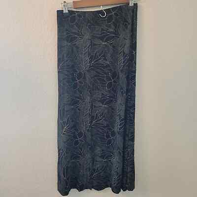 #ad #ad Vintage JM Petite Collection Womens Sz PS Maxi Skirt Black Floral Slinky $14.40
