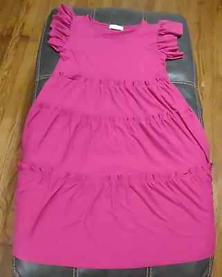 #ad Zenana Women Ruffle Sleeve Tiered Midi A Line Swing Summer Dress Small EUC $27.99