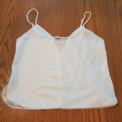 #ad Vtg Sears Womens Top Size 34 White Cami Camisole Tank Lingerie 90s Adjustable $10.00