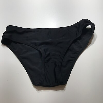 #ad NEW Swim Bikini Bottoms Womens Small Solid Black Hipster Beach Low Rise $12.99
