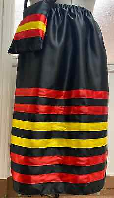 #ad Women’s Ribbon Skirt with red yellow Ribbon black Satin Skirt only $119.00