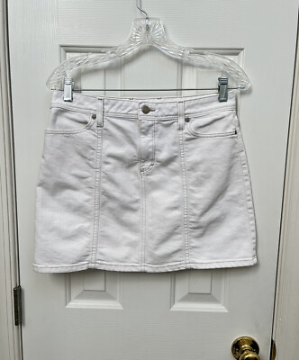 J Crew Women#x27;s White Stretch denim mini skirt size 6 $10.98