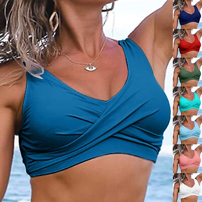Jr Swimsuits for Teen Girls Hottest Women#x27;s Front Bikini Top V Neck Push Up $13.34