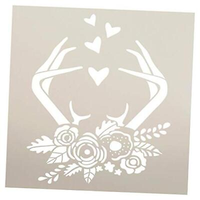 #ad Antlers amp; Hearts with Flowers Stencil by StudioR12 DIY Boho Wedding 12quot; x 12quot; $24.53