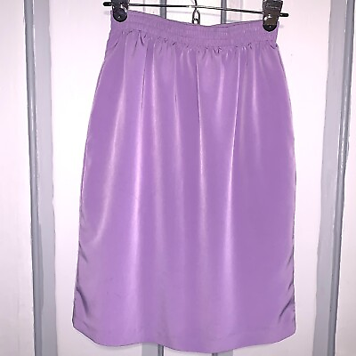 #ad Maggie Sweet Purple Poly Pull On Style 5519 Pocket Pencil Skirt Petite Small $9.99