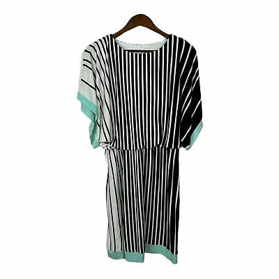 #ad Studio One Dress Womens Sz 10 Dohlman Sleeve fitamp;flare blouson top striped $17.46