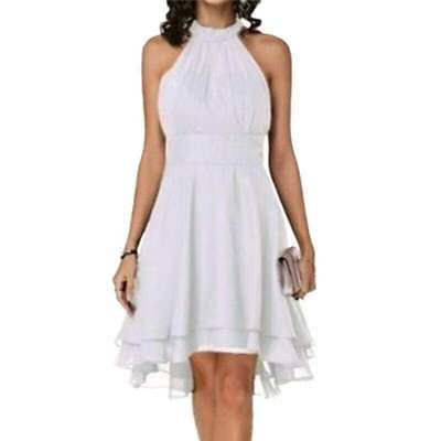 #ad Plus Size Womens Halterneck Chiffon Dress Ladies Evening Party Cocktail Dress $25.38