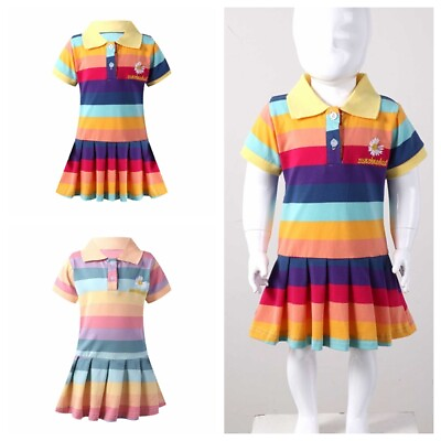 Summer Girls Dress Short Sleeve Toddler Colorful Tutu Skirt Princess Casual Wear $13.53