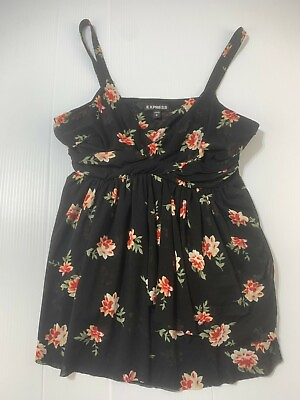 Womens Black Floral Express Stretchy Sleeveless Blouse Size S U5 $12.95