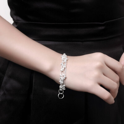 925 sterling Silver chain TO Bracelet for women wedding cute party lady 8inches C $3.00