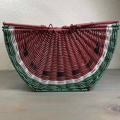 #ad Watermelon Picnic Basket Cute Summer Spring Park Outside 16quot; x 12quot; x 10quot; H $59.99