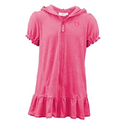 #ad Girls#x27; Hooded Zip Up Swim Beach Terry Swimsuit Cover Up 7 8 Pink $51.65