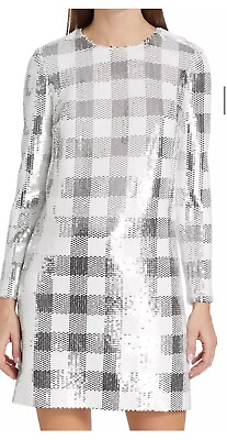 #ad Carolina Herrera Sequin Gingham Minidress Dress Size 4 $269.99
