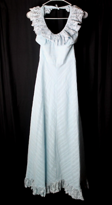 Joy Stevens Light Blue 5 6 Vintage Long Sleeveless backless Women#x27;s Dress $50.00