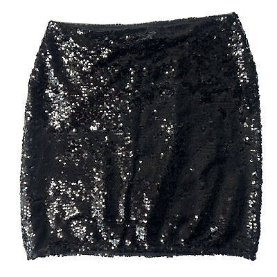 #ad Marc New York Andrew Marc L Sequin Zip Mini Skirt Black Holiday Party Cocktail $29.99