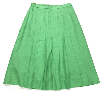 #ad Vintage 1960s 1970s Pleated Green Skirt Women’s Size 8 Made In France $19.25