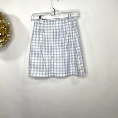 #ad Brandy Melville Cara Pencil Skirt Women#x27;s One Size Blue White Mini Side Slit $21.99