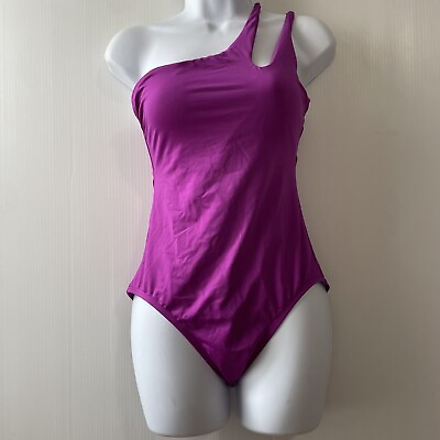 #ad Becca by Rebecca Virtue One Shoulder Swimsuit One Piece Sz L Purple $38.00
