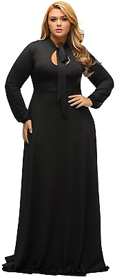 #ad NWT LALAGEN Maxi Dress Womens Long Sleeve Black Evening Party Plus Size 2XL $53.99