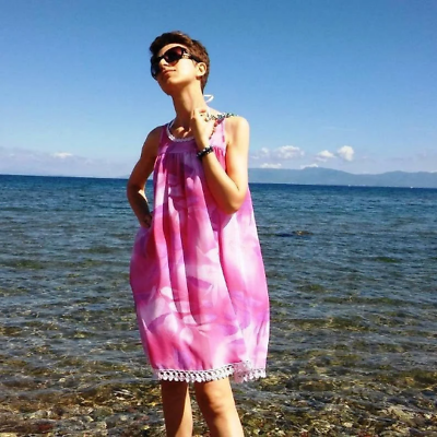 #ad Beach dress cover Babydoll sundress Leaf print chiffon dress maternity One size $24.00