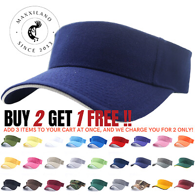 #ad Visor Sun Hat Golf Tennis Beach Men Cap Adjustable Summer Plain Colors Women $5.94