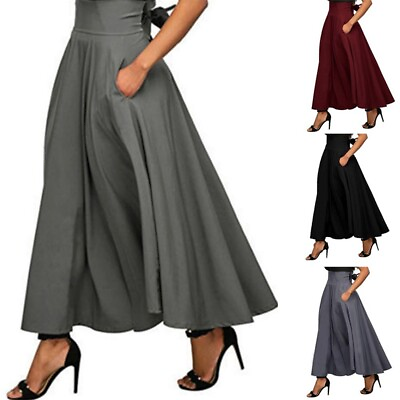 #ad Female Womens Daily With Flowy Women Formal High Length Long Midi Skirt $38.04