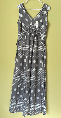 NEW Loft beach grey white sleeveless maxi dress Polka Dots size Small $90 $24.95