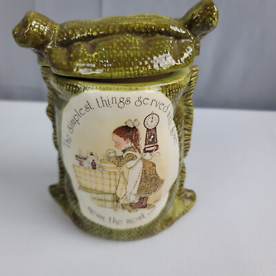 #ad Holly Hobbie Ceramic Burlap Sack Canister The Simplest Things Served With Love $18.00
