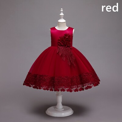 #ad Children Cute Party Dress Tank Sleeveless Girl Beaded Flower Lace Summer Dress $35.67