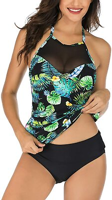 Women Swimsuits for Tummy Control Slimming Swimsuits Halter Tankini Top Size:M $17.99