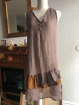 #ad Misslook Dress Size XXL BOHO Brown Beige Rust $14.00