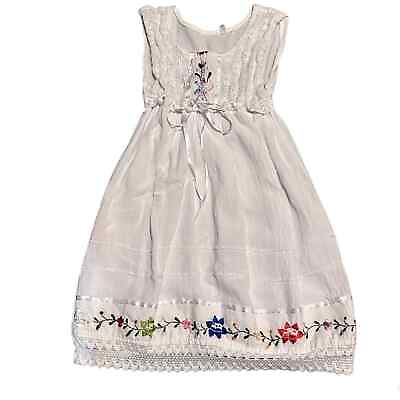 #ad Gauzy White Embroidered Little Girl#x27;s Beachy Dress Girls 6 $19.99