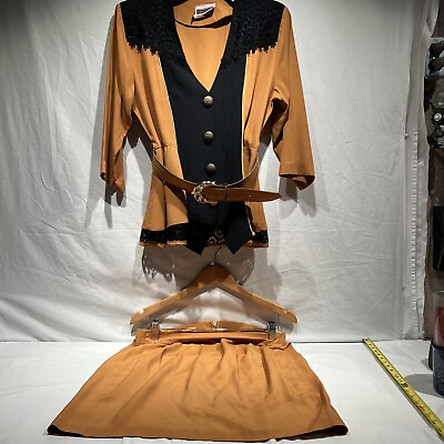 Como Vintage Suit Skirt Set Women’s Gold Black Size M $25.60