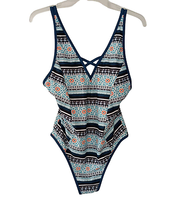 #ad #ad Cupshe Swimsuit One Piece XXL Blue White Mandala Print Beach Pool NWT $19.95