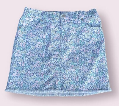 #ad Cat amp; Jack Girls Size XL 14 16 Floral Denim Midi Skirt Pockets Stretch Raw Hem $5.00