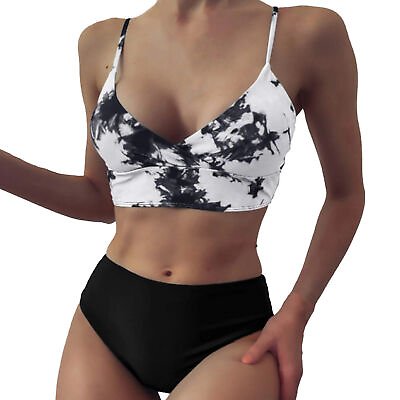 #ad Bikini Set Padded Backless Push Up Bra High Cut Briefs Swimwear Stretchy $32.10