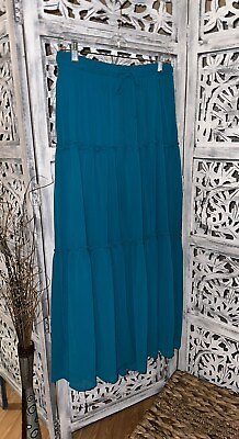 Teal Plus Size Tiered Elastic Maxi Skirt 2x $30.00