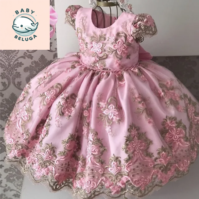 #ad Baby Girls Dress for Eid Flower Lace Vintage Girls Dresses for Children Holiday $31.43